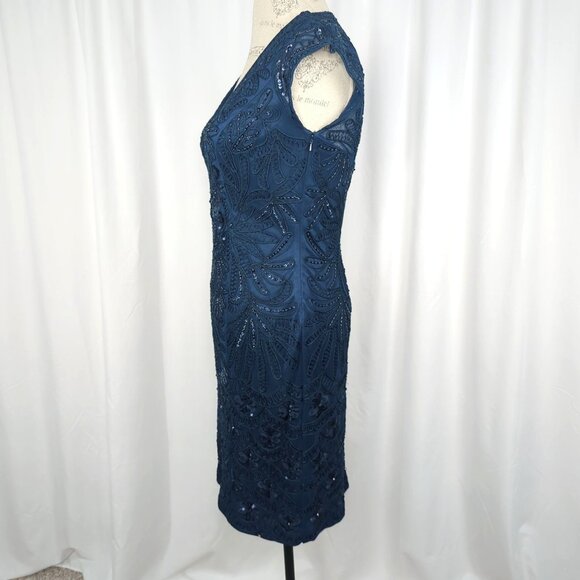 Vintage Sue Wong Sequin Dress 4 Small Blue Formal Bead - Picture 5 of 9